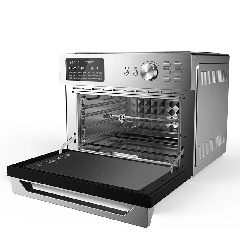 Small Kitchen Appliance 30L Multi-function LCD Screen Oil Free Electric Heating Digital Air Fryer Carton Box OEM Square PTFE