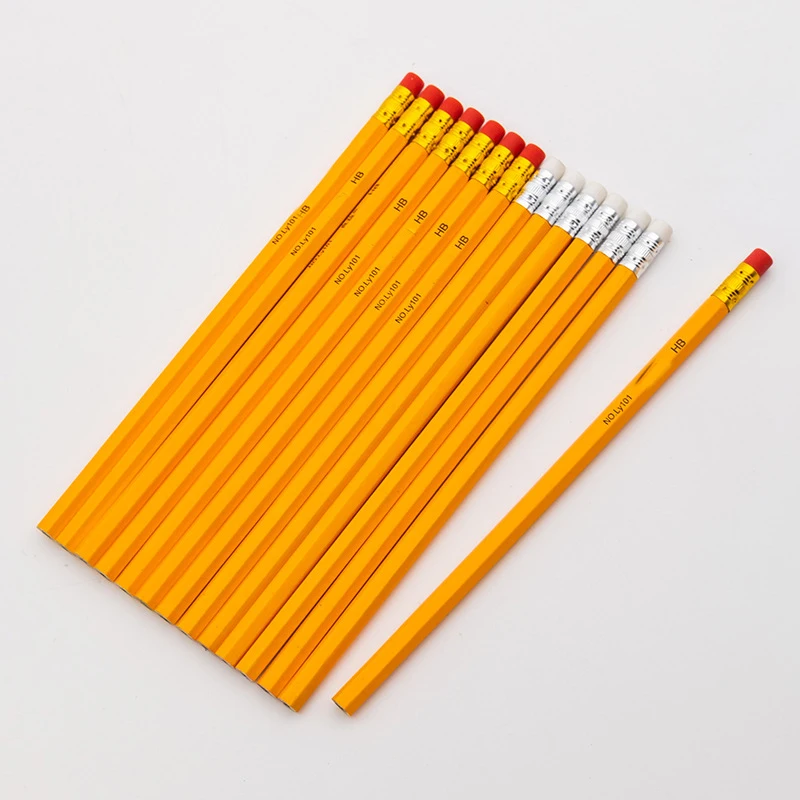 Factory Cheapest Pencils Customized Eco Friendly Kids Drawing 2b Hb Yellow Wooden Hexagonal