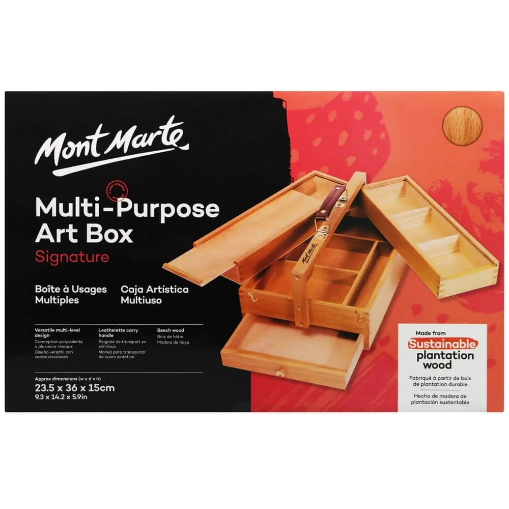 Mont Marte Birch Wood Art Box for Efficient Art Supplies Storage