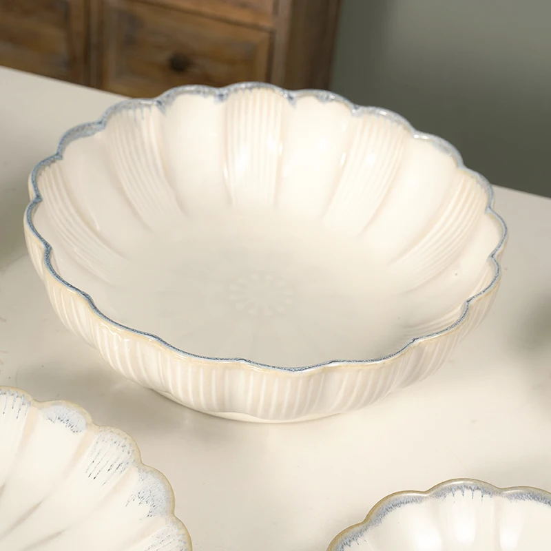 Japanese Flower Edge Ceramic Dinnerware Set Plate Dish Porcelain Tableware Dessert Plate Dinner Sets details