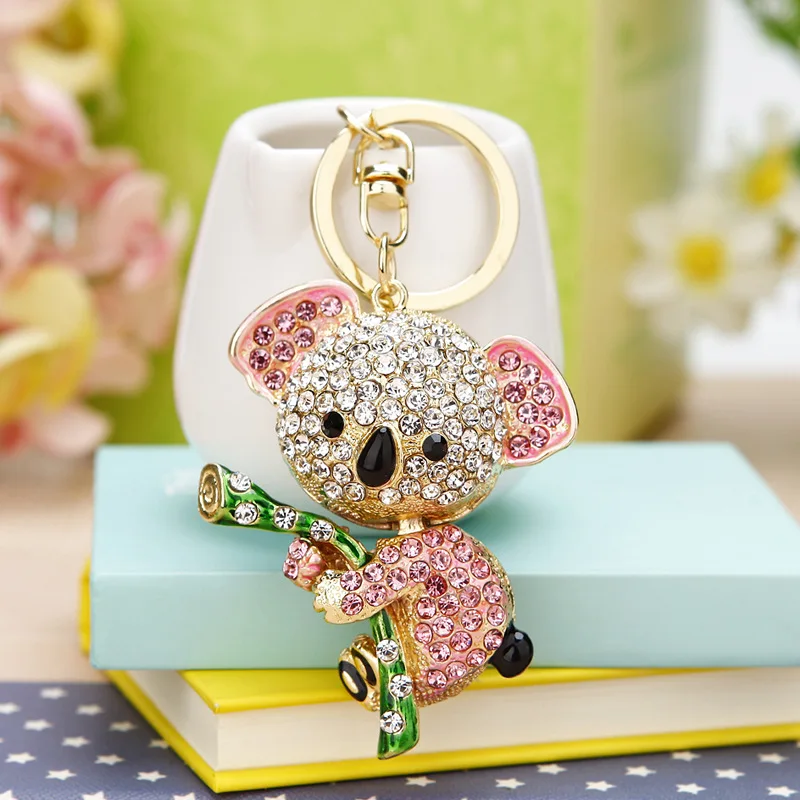 Cute Koala Key Chains Bling Diamond Crystal Rhinestone Gold Crystal