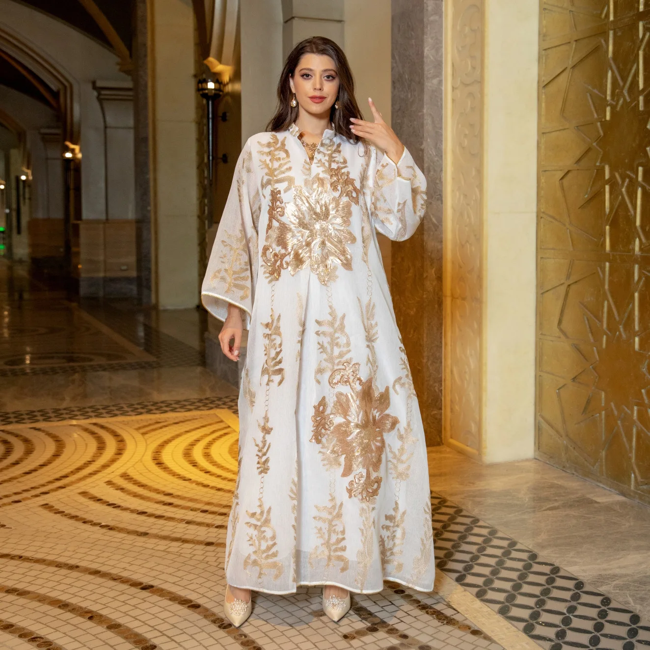 Eid Middle East Ramzan Golden Skirt Lehenga Luxury Dress