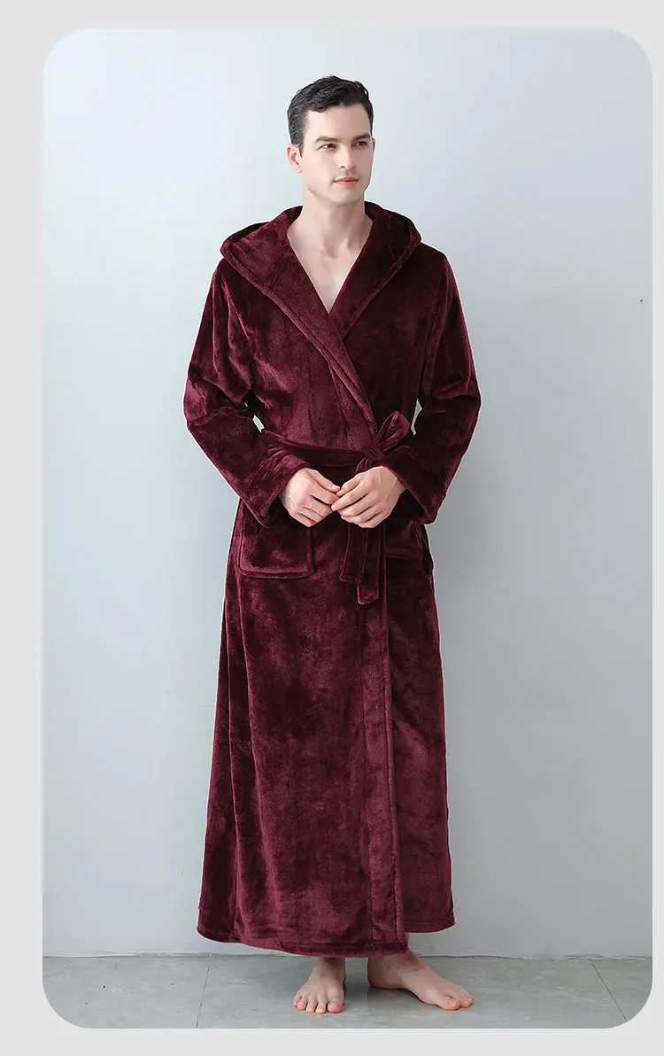 Winter Thick Plush Ladies Length Nightgowns Long Robe Coral Fleece