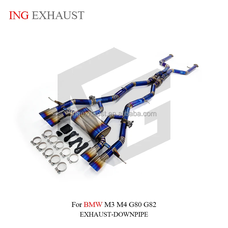 ING for BMW M3 M4 G80 G82 Performance Catback Titanium Alloy Exhaust System Mirror Polished Valve Controller Muffler 1 Piece