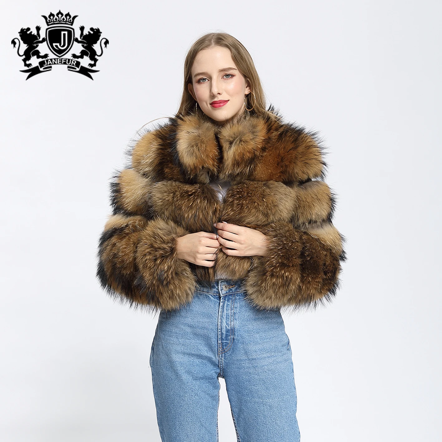 Shop Janefur Genuine Raccoon Coat - Short Style Women's Fur