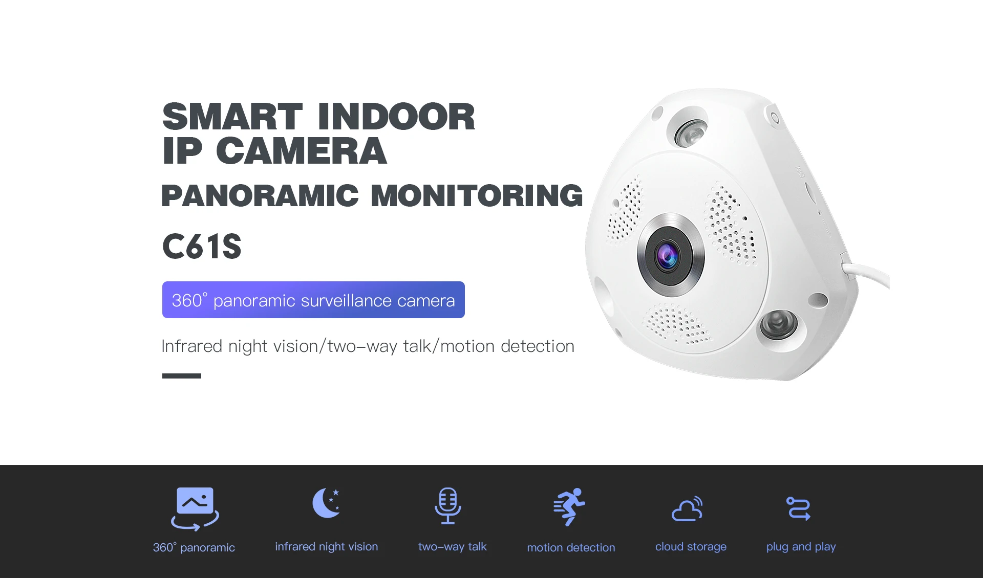 360 Panoramic Vstarcam C61s Camera Wifi IP Vstarcam C61s FHD 1536P