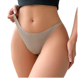 Wholesale Women's Thin Cotton Breathable Comfy Everyday Low-rise Bikini Underwear Plus Size Panties Plain Dyed Solid Waist Logo