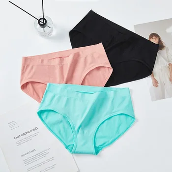 Mid-Rise Plus size panties for women Seamless Women's Panties Plain Dyed Hipster Comfortable Breathable Women's Underwear