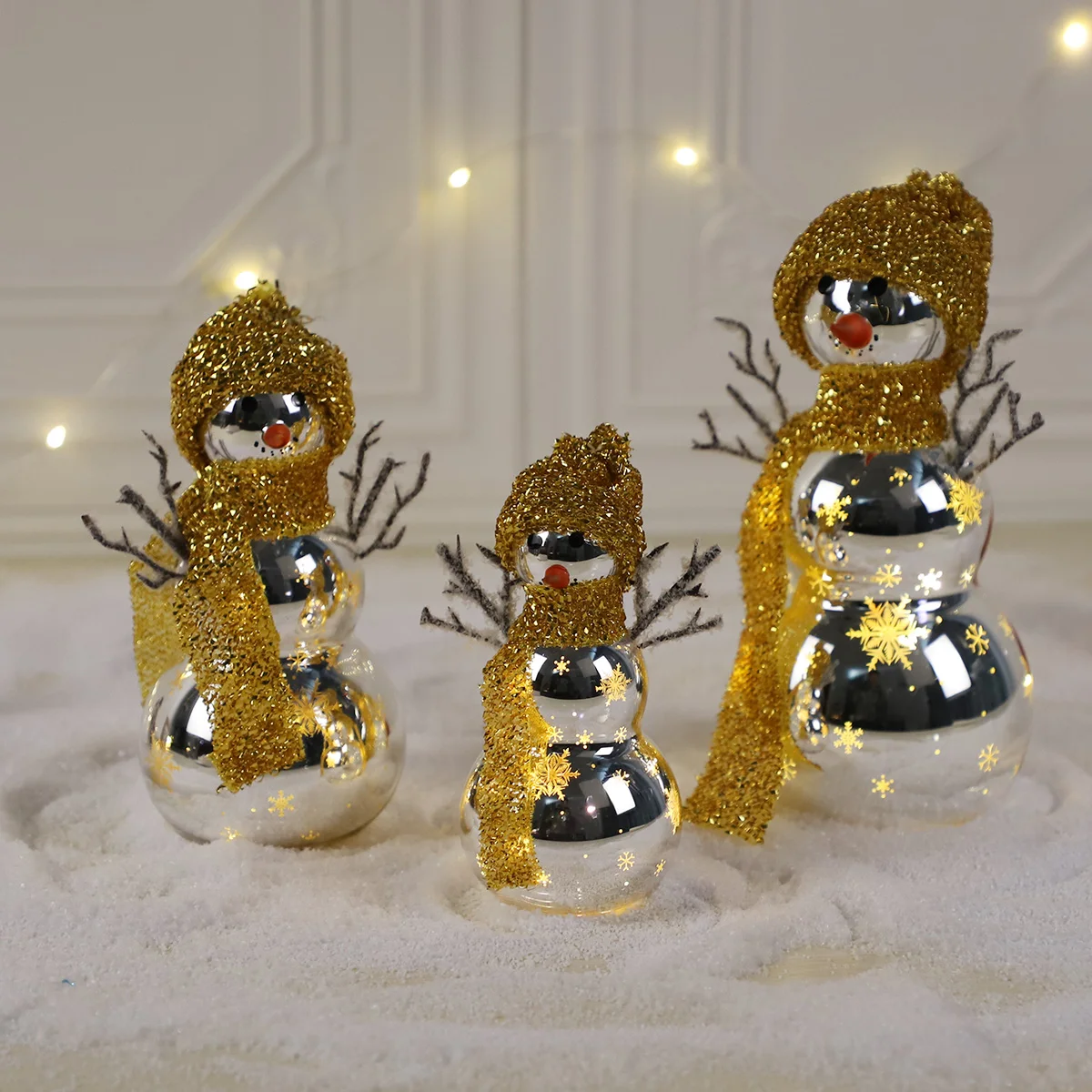 snowing decorative christmas ornament glass snowmen collectible figurine decoration supplies 2023