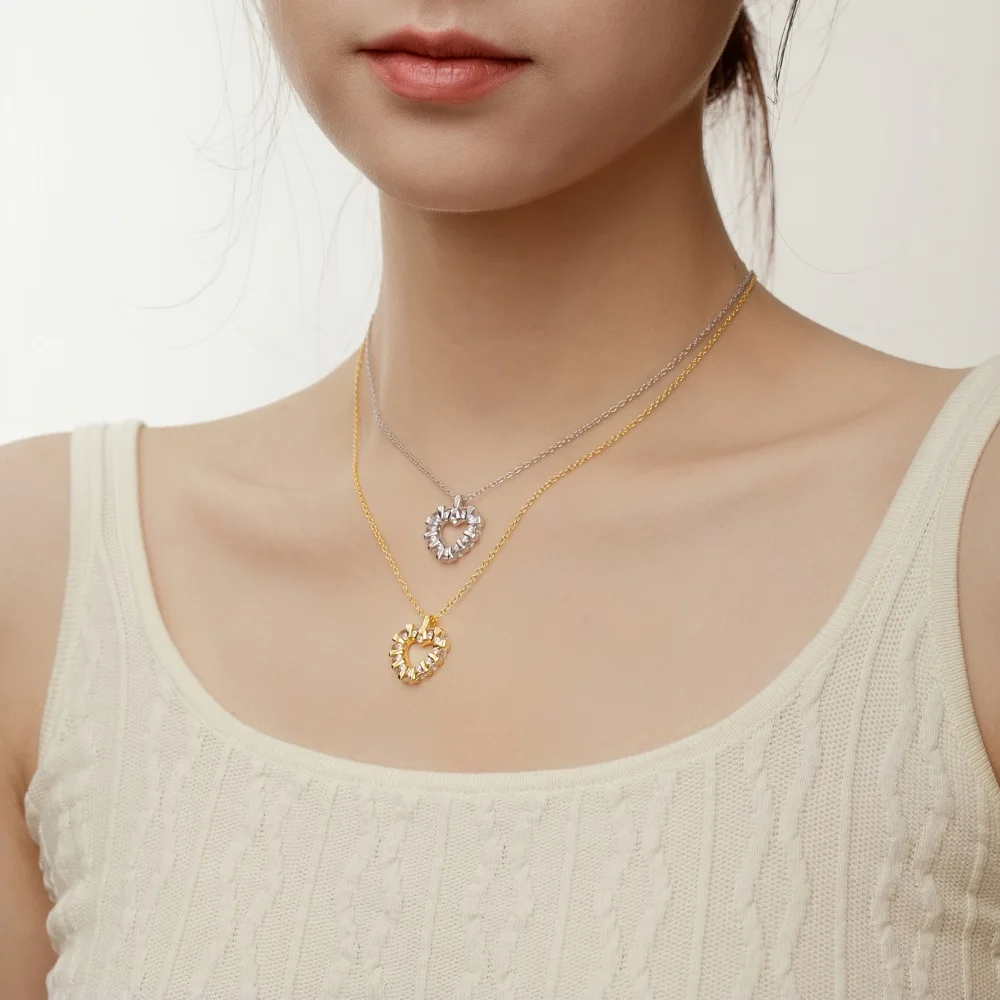 KAKODIY High Jewelry Rhodium 18K Gold Plated 925 Sterling Silver 5A Zirconia Love Pendant Necklace Christmas Gift detail 9