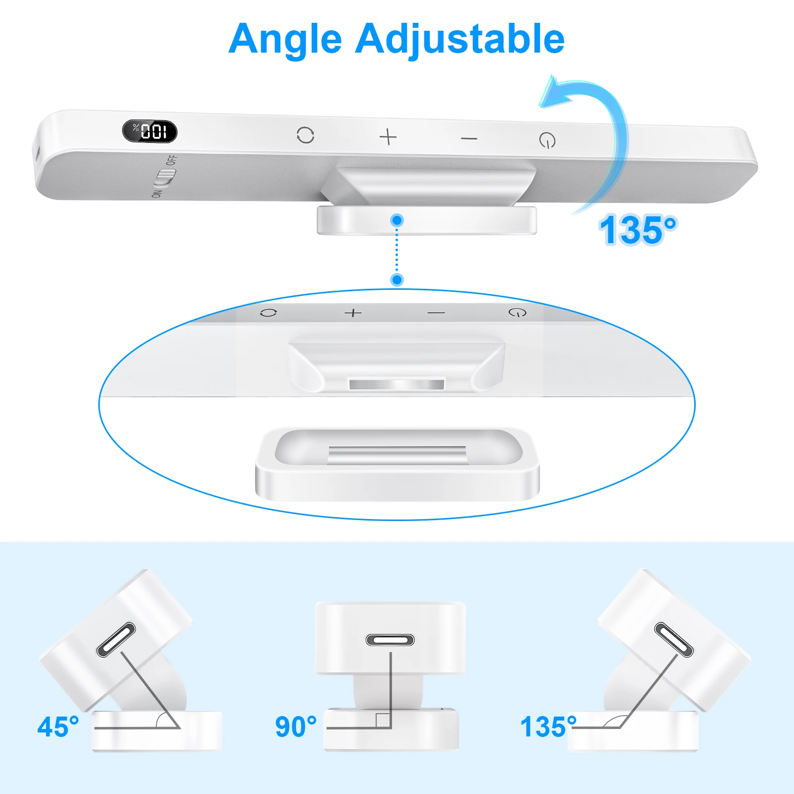 product 5w led rechargeable touch light bar 2500mah battery stick on magnetic mount for reading cabinet makeup mirror bedside wall685-41