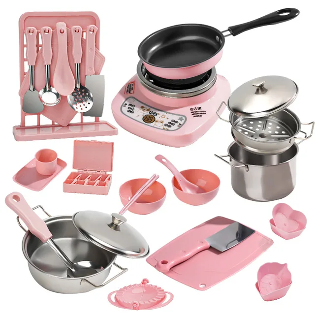 Wholesale Cooking Set Toys Pretend Play Toys Indoor Home Play DIY Real Mini Cook Kitchenware Play Kitchen Toys for Girls Kids