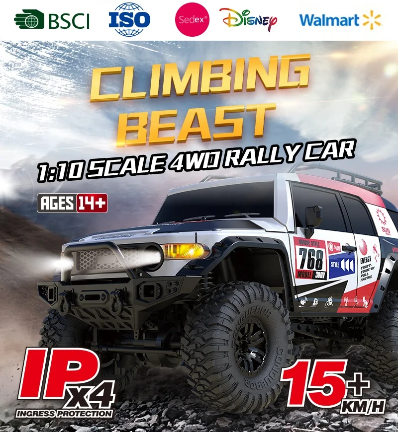 2.4G Powerful RC Car 1:10 Scale 4X4 Rock Crawler Buggy Truck RC Car Crawler With 4WD Car Toys for Kids and Adults