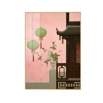Glam Chinese architectural decoration paintings  For Living Room