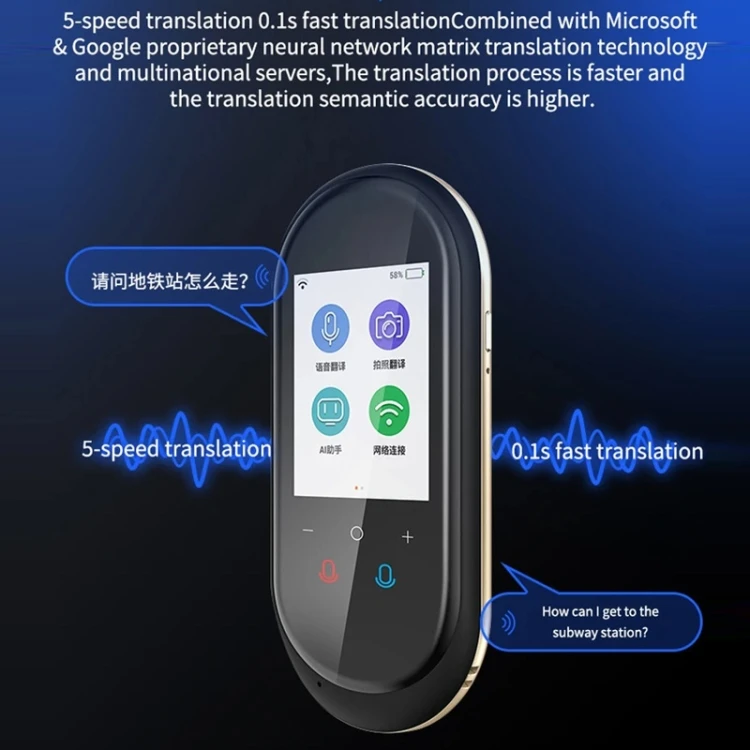 Translate the Language VORMOR T8 Travel Simultaneous Translator Smart Wireless English Translated