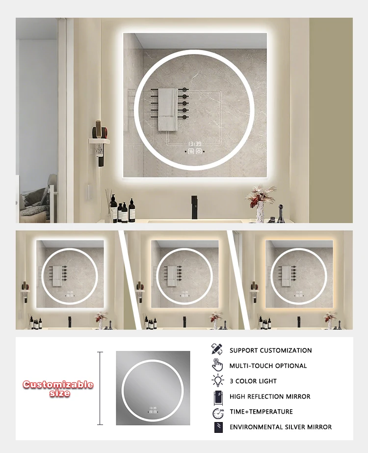 product contemporary design bathroom mirror smart led bathroom mirror with touch screen mirror with led light-5