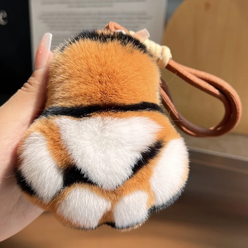 New Fashion Cute Cartoon Plush Toy Tiger Claw Keychain Backpack