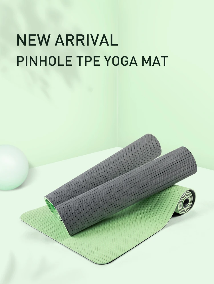 Custom Logo Recycle Anti Slip Wholesale  New Arrival Green Punching Pinhole TEP Yoga Mat