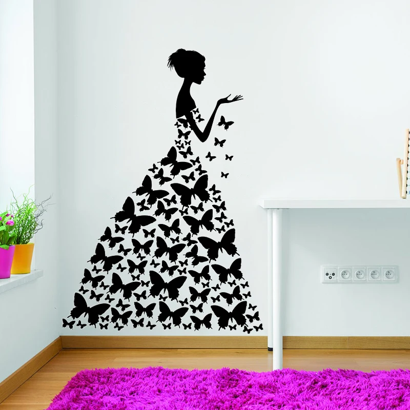 g683 Vinyl Wall Decal Black Dress Woman Fashion Clothes Shopping Stickers 