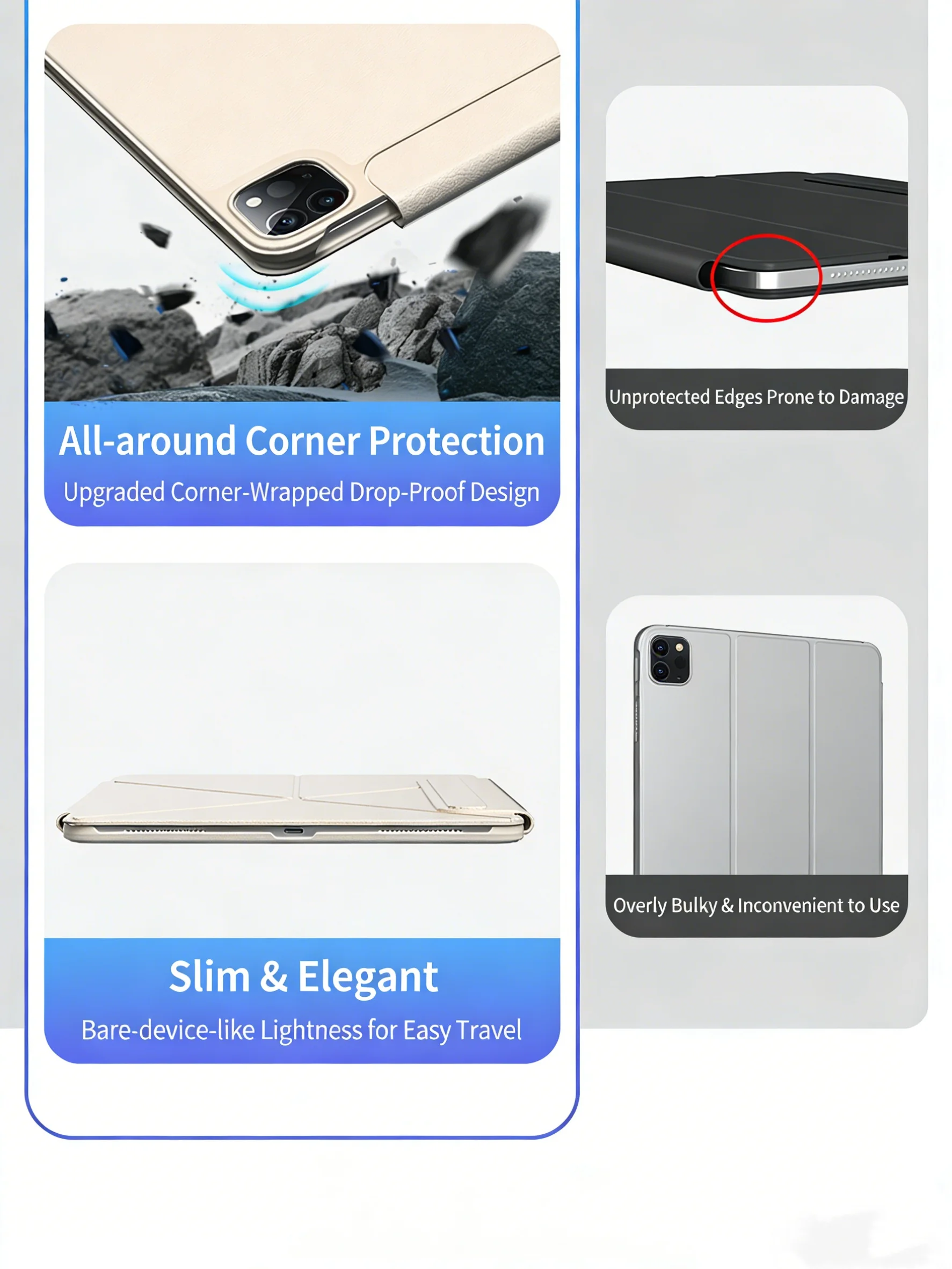 product strong magnetic pc pu leather case with ultra thin lightweight shockproof anti stain cover drop proof cover for ipad 11 a16-4