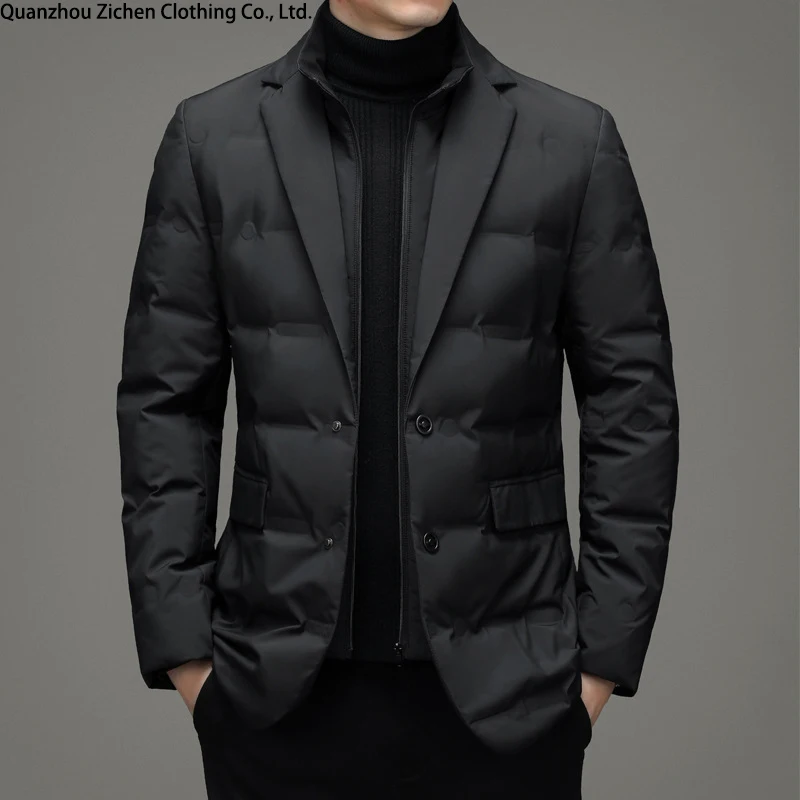 Top Grade Man Jacket 2024 New Arrival Men Business Casual Classic Suit Collar 90% Gery Duck Down Coat Keep Warm Parkas_voghion.com