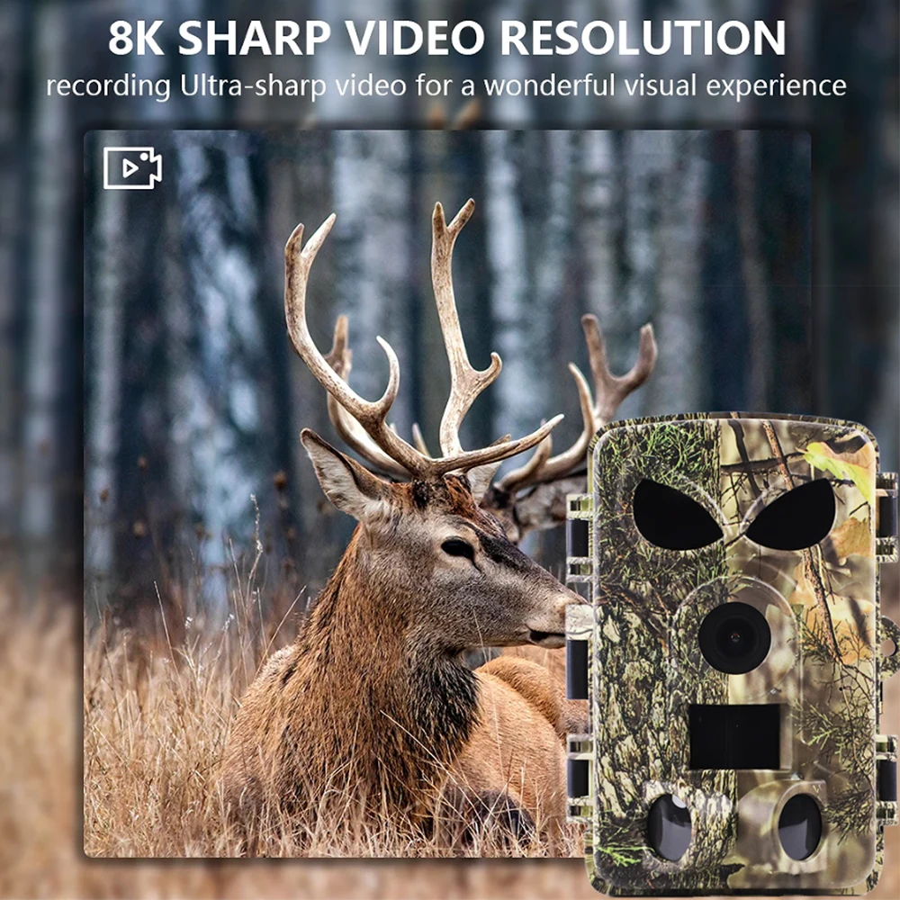 2024 High Quality Support APP 8K WIFI  600MP Trail Camera Trap Hunting Camera Wildlife Photo Traps for Outdoor Security