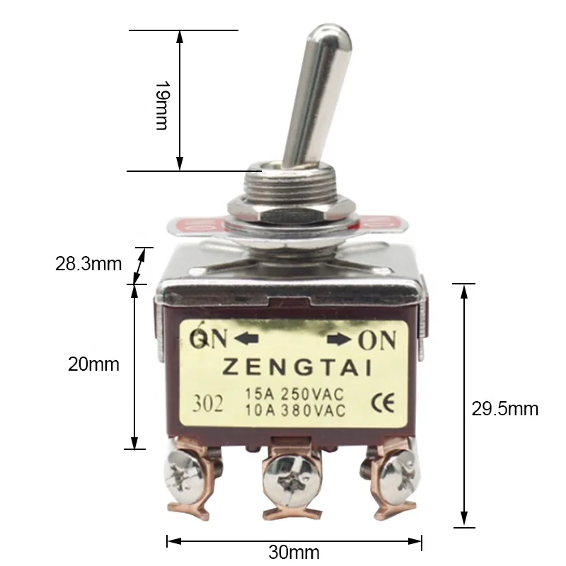 ZengTai 302 on on 2 Position 9 Pin  Brass Mini Locking  Toggle Switch for Car