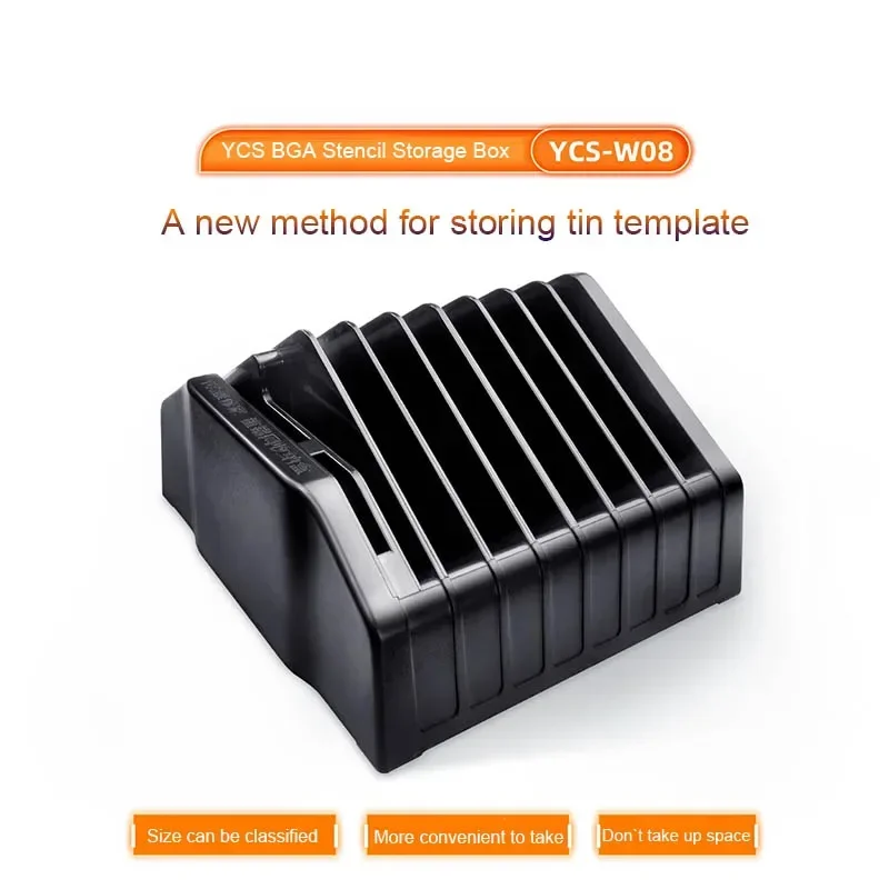 YCS-W08 BGA Stencil Storage Box for Mobile Phone Motherboard IC Chip Rework Tin Planting Steel Mesh Template Store Holder Tool