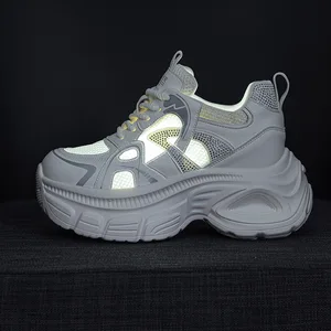 2026 Spring and Summer New Transparent Mesh Thick Soled 9CM Water Diamond Casual Fashion Women's Shoes