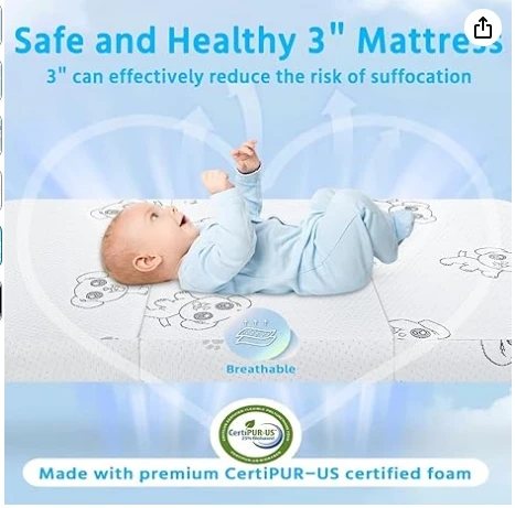 Pack and Play Portable Crib Mattress Memory Foam Washable