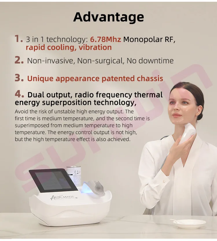 Non Surgical Double Rf Technology Agemage Rf Monopolar Radio Frequency Face Lifting Skin Rejuvenation Cooling Heating Equipment