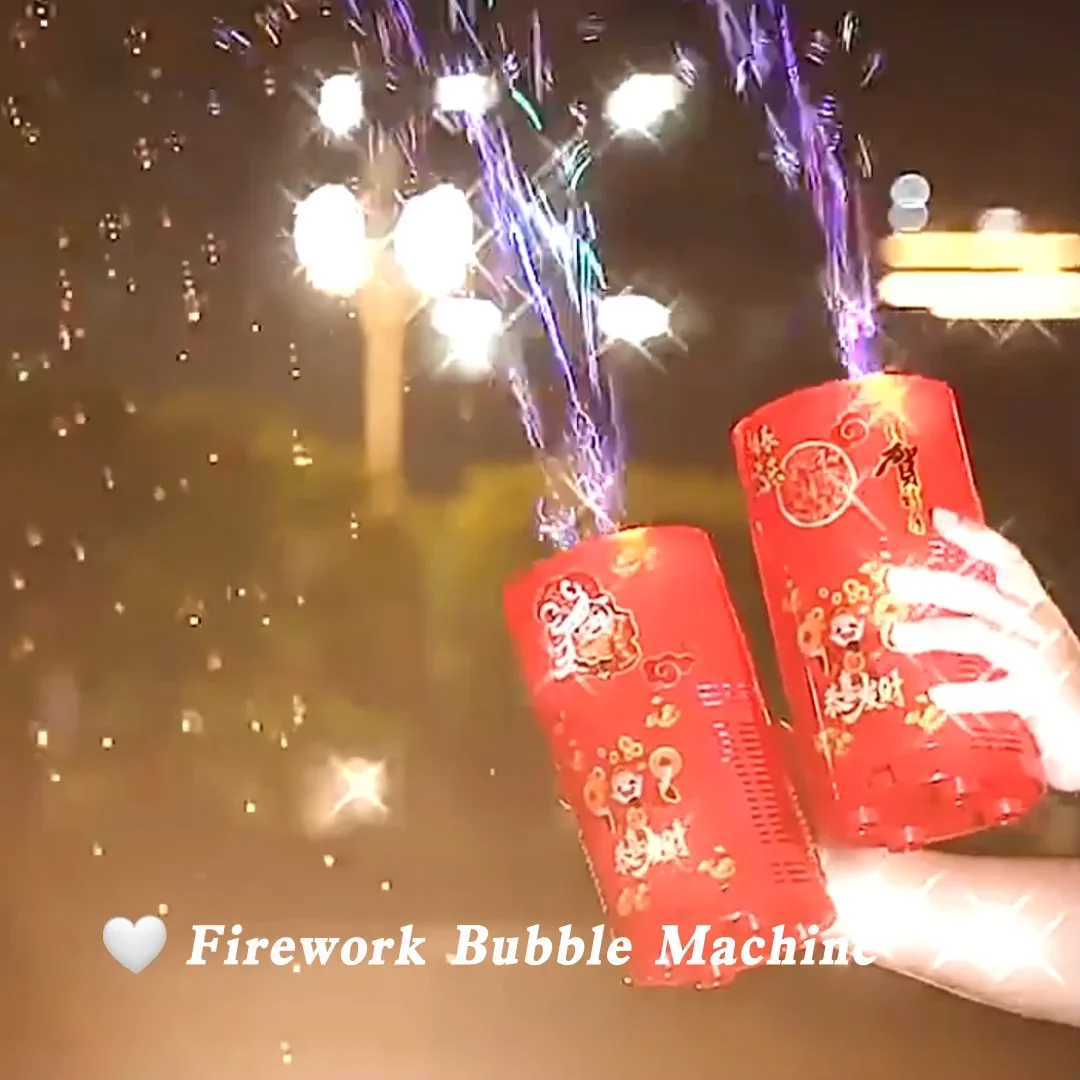 Portable Fireworks Bubble Machine With Flash Lights Sounds For Kids