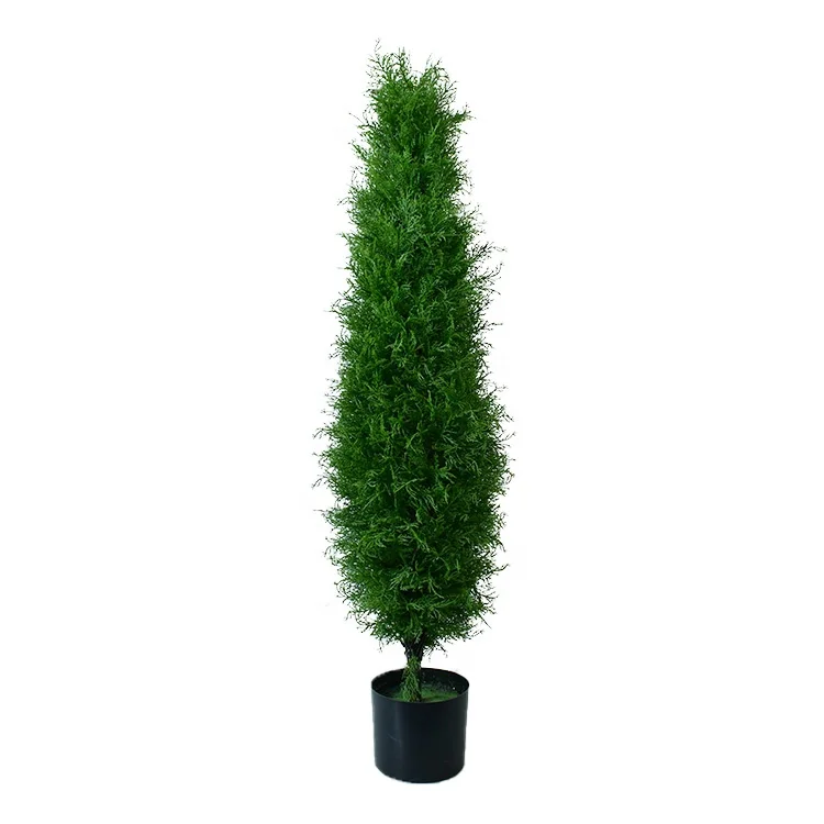 4 Feet Artificial Topiary Cypress Tree Faux Cedar Pine Plants Green Silk Boxwood Bonsai Tree for Christmas Decoration