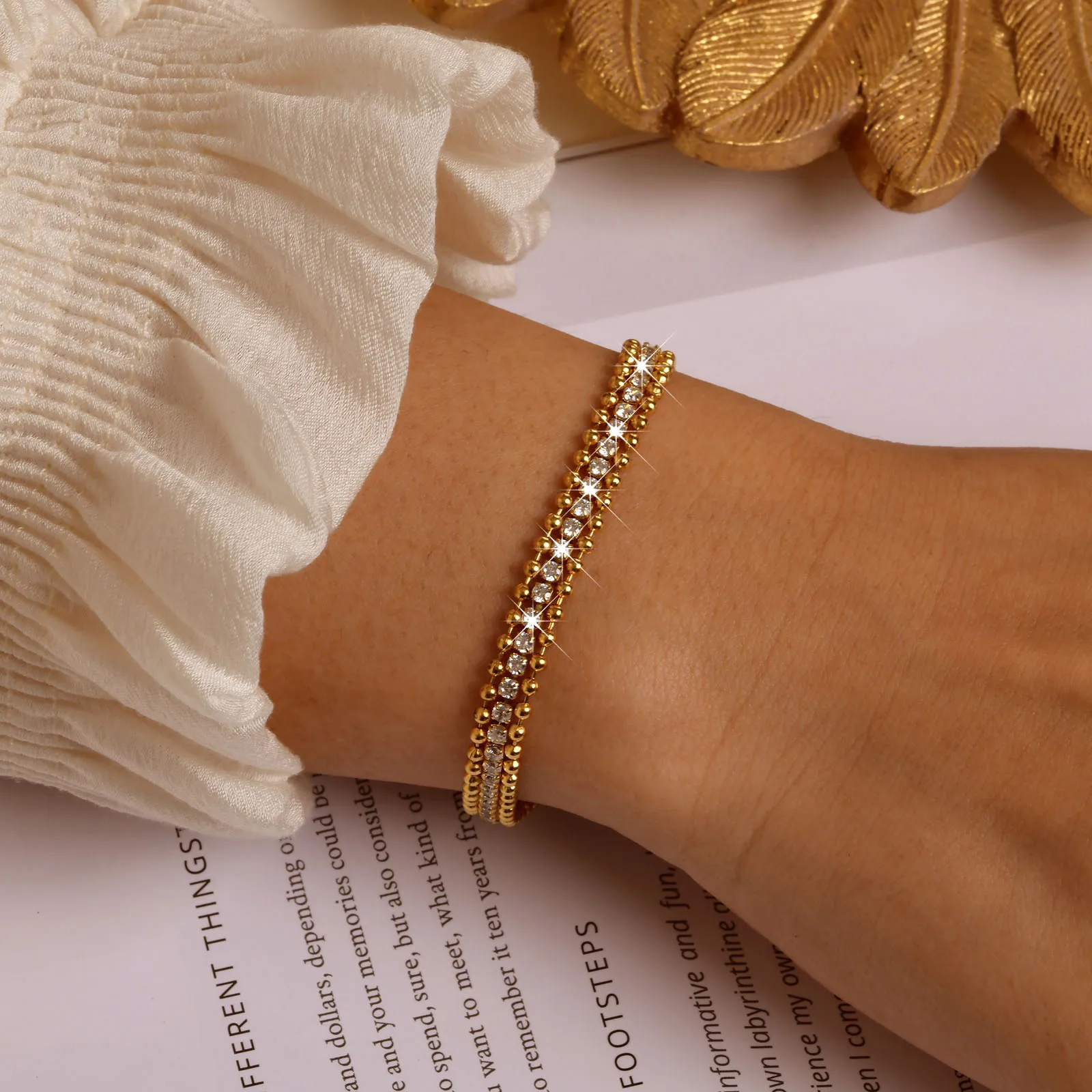 Shop 18k Gold Plated 3 Layered Bracelet Wholesale Zirconia