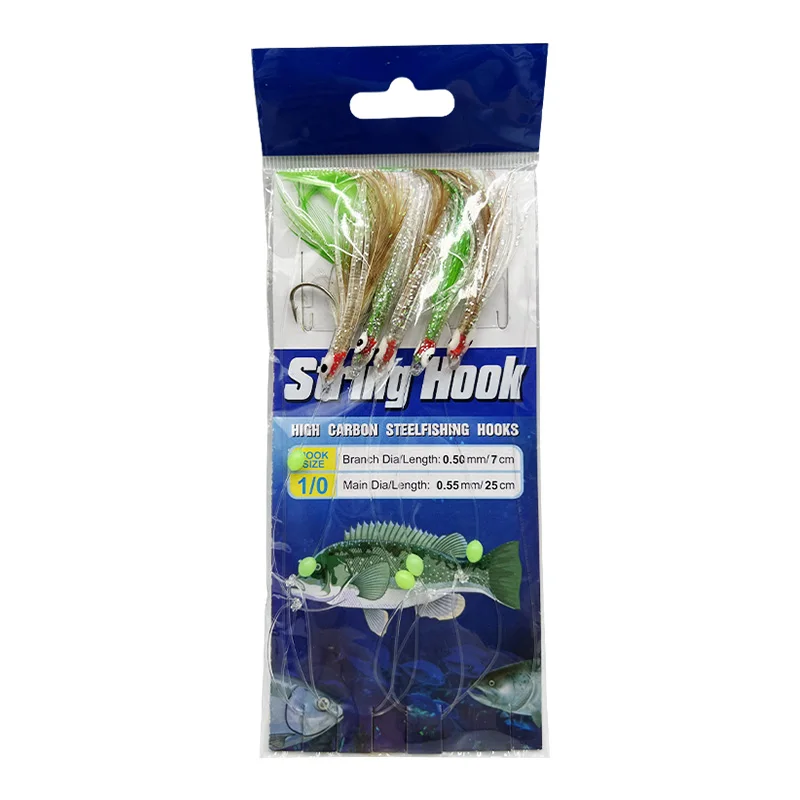 5 Esca Sabiki Piume Luminose Per Pesca - Polpo Sgombro Con Stringa, Colorate - Foto 4
