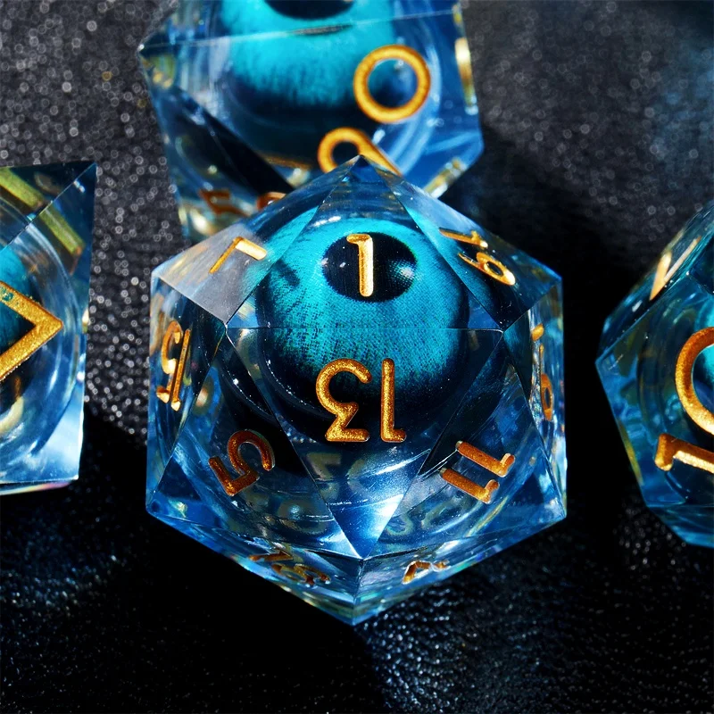 New Liquid Core Dice Set Dnd Polygonal Resin Dice Rolling Rpg Dungeon