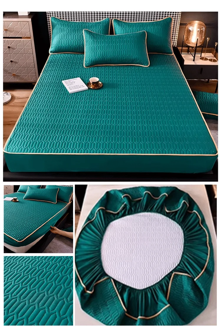 Luxury Home Textile Waterproof Bed Cover Set Soft Printed Plain Color Mattress Protective Cover with Anti-Slip Feature supplier