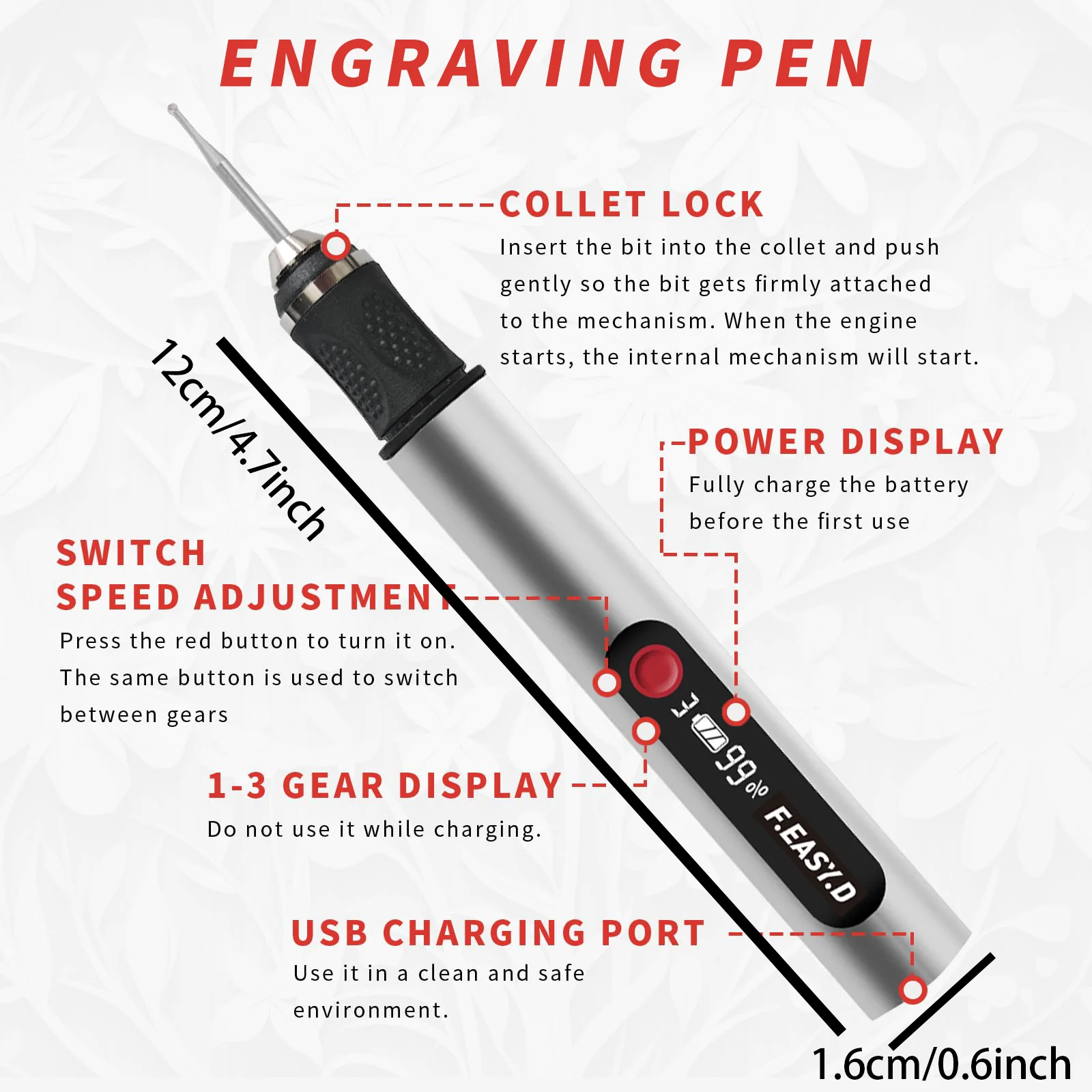 Hand Tools Carving Machine Portable Electric Engraving Pen Lettering for Metal Wood Glass Plastic