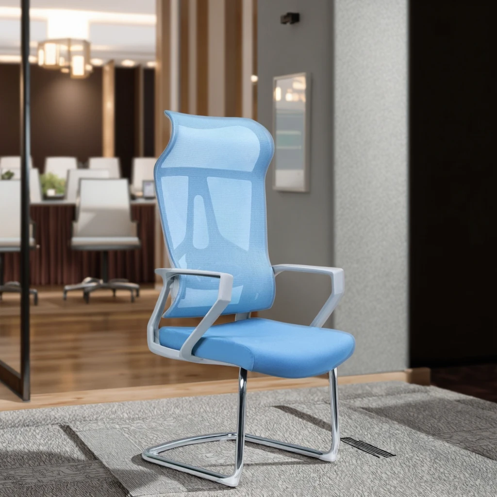 Executive Comfortable Hotel Ergonomic Furniture Conference Chairs Thick Padded Seat Curved Back Design Fixed Arms Heavy-duty 4