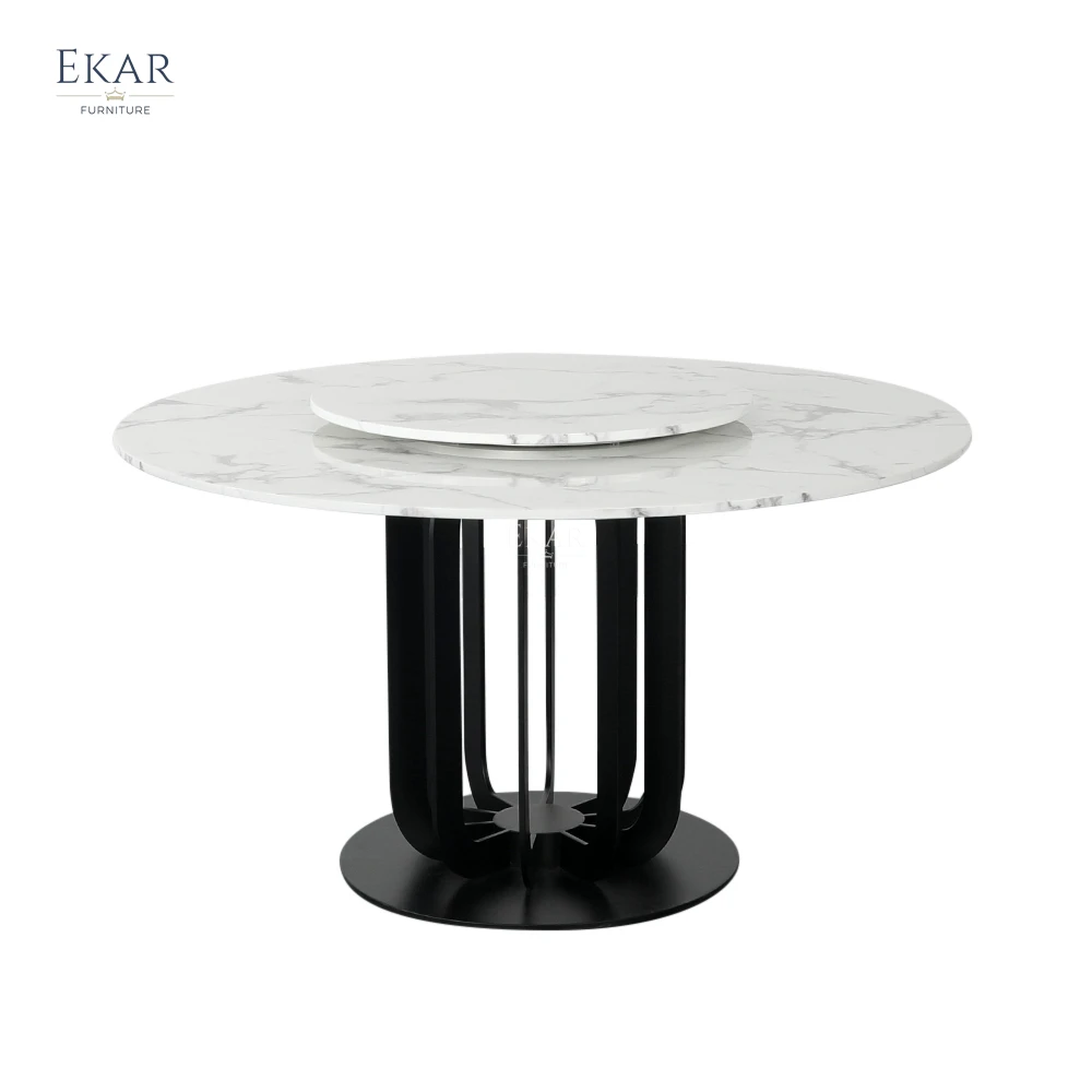 product luxurious marble top metal leg dining table modern style dining room furniture-62