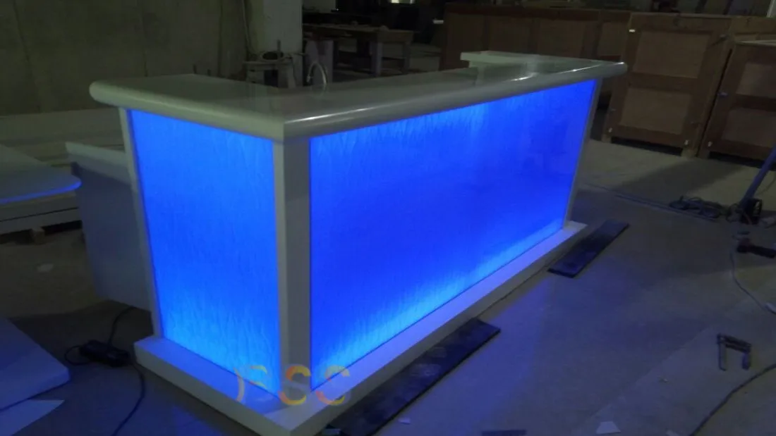 Home Bar Counter Supplier Stunning Best Design Corian Top Blue Light