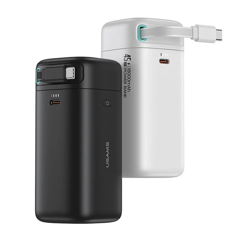 USAMS CD216 CD217 Mini 18000mah Power Bank PD 45W Dual Outputs Fast Charging  with Type C Cables