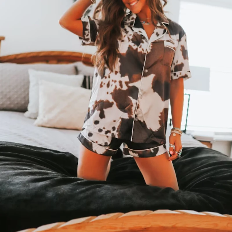 Pyjama Femme Style Western - Ensemble 2 Pièces Imprimé Cheval/cowboy - Confortable, Taille Réglable