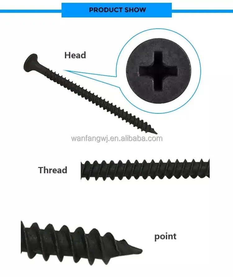 Black Self Tapping Screws Fine Thread Screws Drywall Plasterboard Wood Nails Buy Butterfly