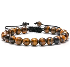 Top Wholesale 8mm Amethyst Natural Lava Stone Beads Bracelet Adjustable Yoga Healing 7 Chakra Jewelry for Women and Men