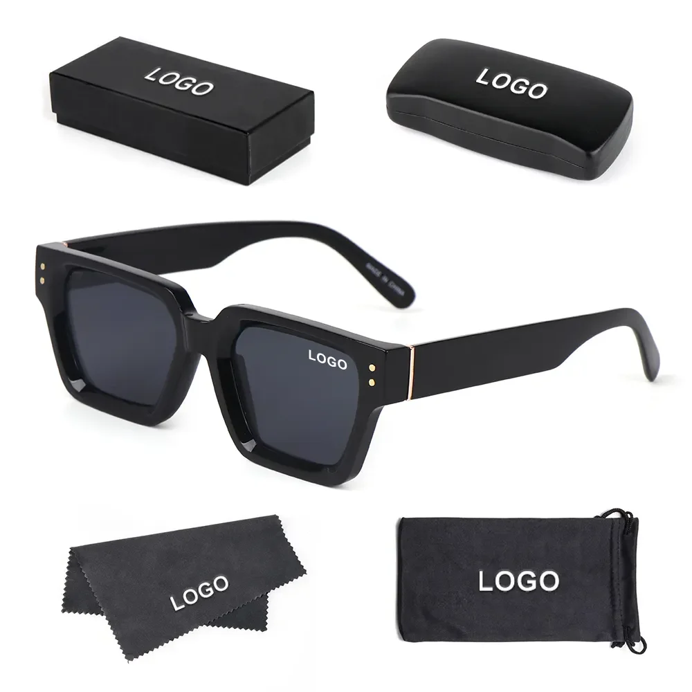 Designer Brand 2025 Rectangular Sunglasses for Men Women Popular Thick Square Custom Sunglasses Logo Promotional Business Gifts