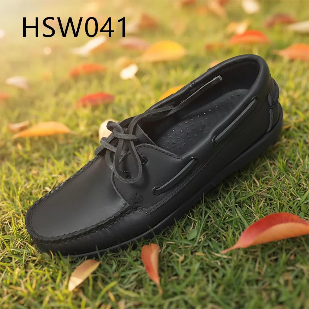 LXG, buty świąteczne podróżnicze z naturalnej skóry wołowej w kolorze czarnym/brązowym typu penny shoes, produkowane w Hiszpanii; wygodny, luźny fason zapewniający swobodę ruchu – relaksujące buty łodziarskie, model HSW041