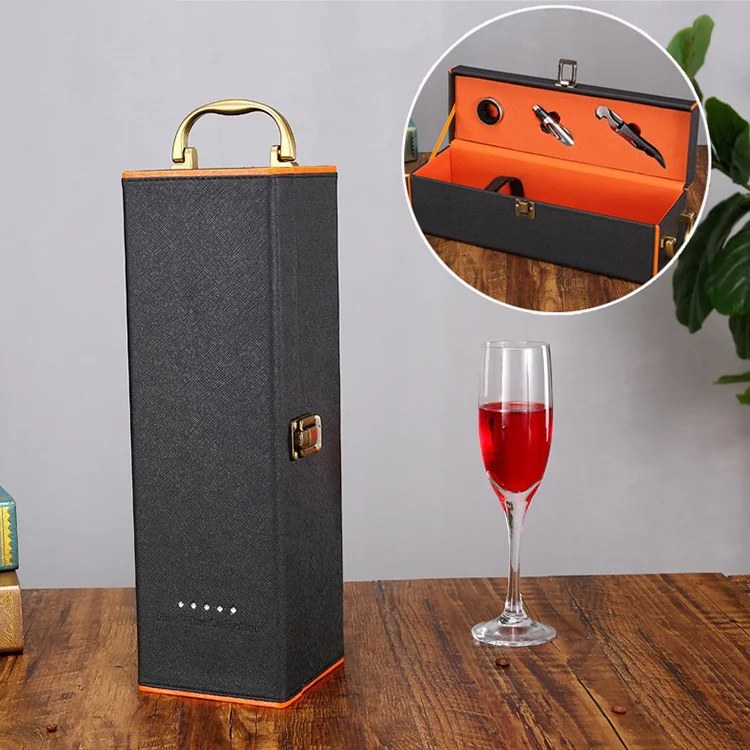 Personalized Classical Design Wood Leather Pu Cardboard Wine Box For 1