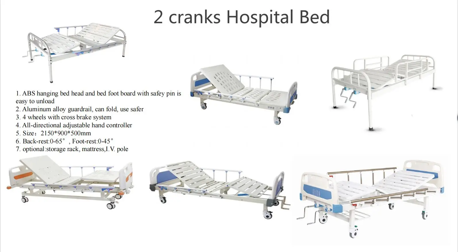 Folding 1 Crank Hospital Bed Renaissance Bed With 4 Pcs Silence Wheels ...