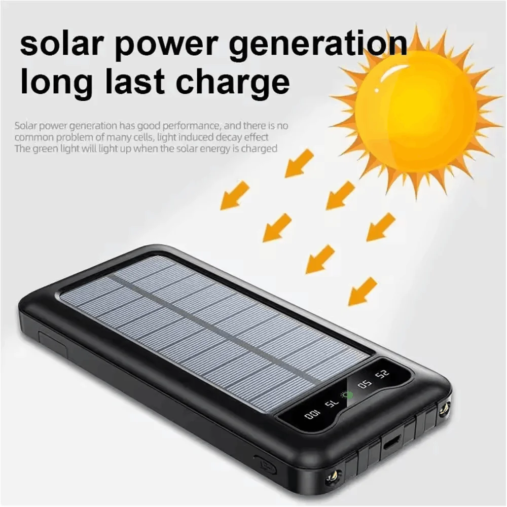 Thin Waterproof Portable Solar Powerbank 20000mAh Charger Power Bank